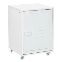 HOMCOM Rolling Storage Cabinet File Cabinet With Adjustable Shelf, Metal Door White(m-1)