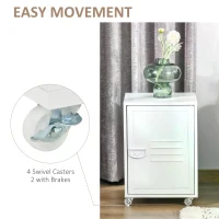 HOMCOM Rolling Storage Cabinet File Cabinet With Adjustable Shelf, Metal Door White(m-6)