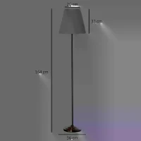 HOMCOM Modern Floor Lamp with Pleated Fabric Lampshade Floor Switch, Home Style Standing Light with Steel Frame for Living Room, Bedroom, Office, 164cm, White, Silver(m-3)