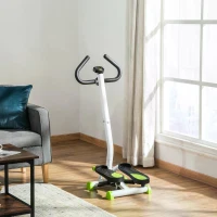 HOMCOM Twister Stepper, Step Machine Aerobic Exercise Workout Machine with Adjustable Resistance, LCD Screen & Handlebars, White(m-11)