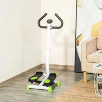 HOMCOM Twister Stepper, Step Machine Aerobic Exercise Workout Machine with Adjustable Resistance, LCD Screen & Handlebars, White(m-2)