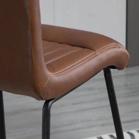 HOMCOM barkruk barstoelen met rugleuning eetkamerstoelen PU kunstleer foam metaal bruin + zwart 54 x 57 x 112 cm(m-7)