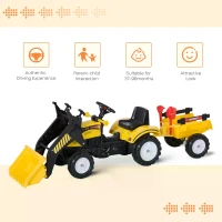 Homcom Pedal Go Kart Go Karting For Kids  Tractor And Excavator 2 In 1 Ride-On W/ Digger On Four Wheels(m-5)