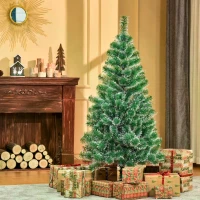HOMCOM Artificial Christmas Tree Indoor Christmas Tree Artificial Decoration Xmas Gift with Metal Stand 416 Tips 1.5M - Green(m-2)