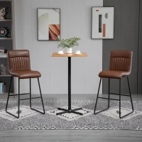 HOMCOM barkruk barstoelen met rugleuning eetkamerstoelen PU kunstleer foam metaal bruin + zwart 54 x 57 x 112 cm(m-4)