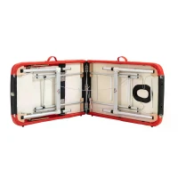 HOMCOM Foldable Portable Massage Table, Professional Spa Bed with Headrest, Adjustable Height, Aluminium Frame, Black and Red(m-8)