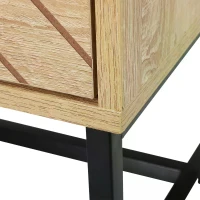 HOMCOM Bedside Table, Modern Nightstand with 2 Drawers, Zig Zag Design, Bedroom Night Table, Natural(m-9)