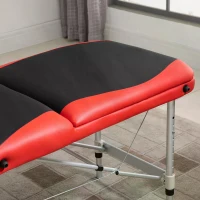 HOMCOM Foldable Portable Massage Table, Professional Spa Bed with Headrest, Adjustable Height, Aluminium Frame, Black and Red(m-9)