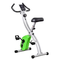 HOMCOM Bicicleta Estática Plegable con 8 Niveles de Resistencia Magnética Ajustable Bicicleta de Ejercicio Fitness con Pantalla LCD Pulsómetro y Sillín Regulable Carga 110 kg 86x47x112 cm Verde(m-1)