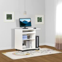 HOMCOM computertafel met wielen plank mobiel bureau Kantoortafel PC-tafel moderne eenvoudige stijl spaanplaat wit 80 x 50 x 75 cm(m-4)