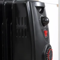 HOMCOM olieradiator draagbare elektrische radiator 2000 W 3 verwarmingsniveaus 24-uurs timing elektrische verwarming 9 verwarmingsplaten met 4 rollen handvat oververhittingsbeveiliging zwart metaal 46,5 x 24,5 x 64 cm(m-5)