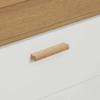 HOMCOM dressoir ladekast zijkast met anti-kantel lades MDF naturel hout + wit 80 x 39,5 x 92 cm(m-5)