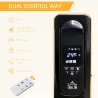 HOMCOM 2500W Digital Display Oil Filled Radiator, 11 Fin Portable Electric Heater with Timer, Adjustable Thermostat, Three Heat settings, Safety Cut Off, Remote, Black(m-5)