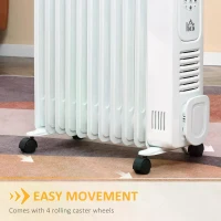 HOMCOM 2720W 11 Fin Digital Display Oil Filled Radiator, Portable Electric Heater with Remote, Timer, 3 Heat Settings, Auto Cut Off, White(m-7)