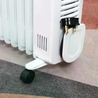 HOMCOM 2720W 11 Fin Digital Display Oil Filled Radiator, Portable Electric Heater with Remote, Timer, 3 Heat Settings, Auto Cut Off, White(m-9)