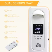 HOMCOM 2720W 11 Fin Digital Display Oil Filled Radiator, Portable Electric Heater with Remote, Timer, 3 Heat Settings, Auto Cut Off, White(m-5)