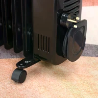 HOMCOM 2500W Digital Display Oil Filled Radiator, 11 Fin Portable Electric Heater with Timer, Adjustable Thermostat, Three Heat settings, Safety Cut Off, Remote, Black(m-9)