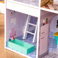 HOMCOM kinderpoppenhuis 60 cm x 29 cm x 85 cm(m-8)