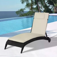 Outsunny Garden Sun Lounger Chair Cushion Reclining Relaxer Indoor Outdoor Furniture Use Cream White(m-7)