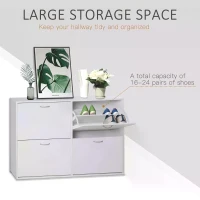 HOMCOM Wooden Modern Design 4 Drawer Shoes Cabinet Pull Down Shelf Storage Organiser - White(m-4)