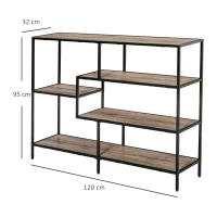 HOMCOM Vintage Industrial Storage Shelf Bookcase Closet Freestanding Display Rack with 5 Shelves, Metal Frame for Home Office & Study(m-3)