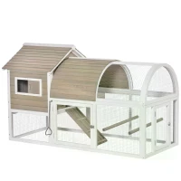 PawHut Wooden Chicken Coop Outdoor Hen House Poultry Cage with Removable Tray Nesting Box Backyard, 167.5 x 109 x 100cm, Grey(m-11)