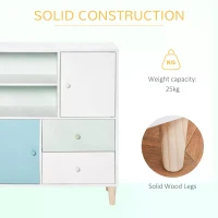 HOMCOM Kids Bookcase Multi-Shelf Modern Freestanding Cabinet of Drawer Book Magazine Organizer Study Bedroom 80 x 30 x 85cm Blue(m-5)