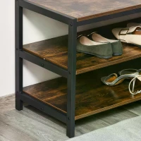 HOMCOM Coat Rack Stand, Free Standing Hall Tree, Coat Stand with Hooks, Bench and Shoe Rack, 100cm x 40cm x 184cm, Industrial Style, Rustic Brown and Black(m-10)