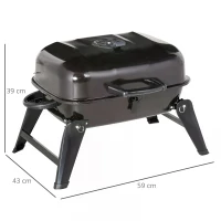 Outsunny  Portable Charcoal  Barbecue BBQ Grill Compact Fodling Camping Picnic Garden Party Festival Cooker Table Top with Chrome Grid(m-3)