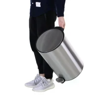 HOMCOM 20L T430 D30.8 x 48.7 H cm Step-on Trash Can Stainless Steel Round Garbage Bin Silent Gentle Open and Close Dustbin with Pedal(m-4)