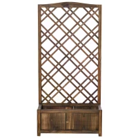 Outsunny 60x30x123cm Raised Bed with Trellis Standing Lattice Panels for Plants,Flowers or Vine Garden Outdoor Indoor, 60x30x122.5cm, Brown(m-4)