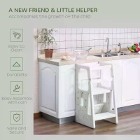 HOMCOM Kids Step Stool, Adjustable Standing Platform, Toddler Kitchen Stool(m-7)