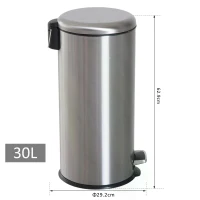 HOMCOM Foot Pedal Bin Stainless Steel Metal Waste Rubbish Lid Kitchen Garbage 30L Silver(m-3)