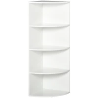HOMCOM Corner Shelf 4 Tier Fan Bookshelf Plants Stand Wood Freestanding Unit White(m-1)