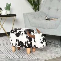 HOMCOM Animal Footrest Kids Storage Ottoman Footstool Shoe Change Stool for Living Room, Cow(m-6)