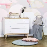 HOMCOM Kids Chest of Drawers Wardrobe Storage Tower Organizer Closet with Solid Wood Handles Anti-toppling Device for Bedroom 90 x 40 x 75.2cm White(m-2)