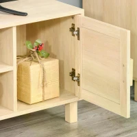 HOMCOM Modern TV Stand for TVs up to 50'' Flat Screen, TV Storage Cabinet with 2 Rattan Doors, Cable Holes, Rustic TV Console Table, Living Room Bedroom and Office(m-5)