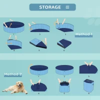 PawHut Foldable Dog Paddling Pool Pet Cat Swimming Pool Indoor/Outdoor Collapsible Summer Bathing Tub Shower Tub Puppy Washer (Φ100 x 30H cm, Blue)(m-9)