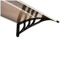 Outsunny Curved Window Door Canopy Aluminium Rigid Plastic Polycarbonate Fixed Outdoor Awning Modern Design UV Water Rain Resist Brown(m-10)