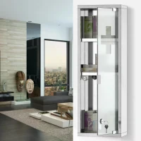 kleankin 60x20cm/22''x8'' Stainless Steel Medicine Cabinet 3 Tier Frosted Door Lockable w/ 2 Keys First Aid Unit Home Safety Box Wall Mountable Bathroom Kitchen(m-2)