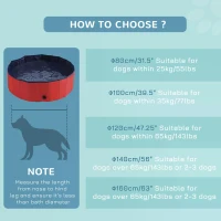 PawHut Foldable Dog Paddling Pool Pet Cat Swimming Pool Indoor/ Outdoor Collapsible Summer Bathing Tub Shower Tub Puppy Washer, Φ 100 x 30H cm, Red(m-8)