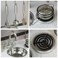 HOMCOM Kids Wooden Pretend Play Toy Kitchen Cooking Set Role Play Phone for Boys Girls White(m-9)