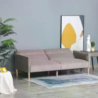 HOMCOM Nordic Convertible Sofa Bed Fabric Upholstered Sleeper Lounge Futon with Wood Legs(m-7)