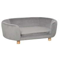 PawHut Lovely Modern Pet Sofa for Cat or Medium-sized Dog with Wooden base and Soft Cushion, Grey(m-1)