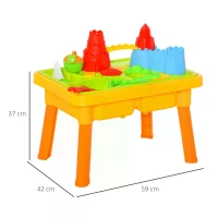 HOMCOM Qaba Sand and Water Table Beach Toy Set 2 in 1 Outdoor Activities Playset for Kids with Lid and Accessories 23 Pcs Double Basins Garden Sandpit Sandbox for Beach Bath 3 Years Old Toddlers(m-3)