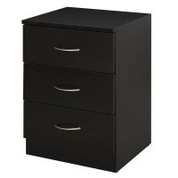 HOMCOM Accent Table with 3 Drawers Wooden Bedside Table Night Stand, Home Furniture(m-1)