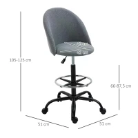 Vinsetto Ergonomic Drafting Chair Low-Back Grey(m-3)