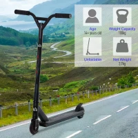 HOMCOM Stunt Scooters for Beginners Trick Stunt Scooter with Stable Performance Freestyle Kick Scooter for Teenagers 14 Years and Up Black(m-4)