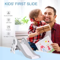 HOMCOM Folding Kids Slide Freestanding Slider for Toddler Climber Indoor Outdoor Playset Exercise Toy Activity Center for 1-3 Years, Cartoon Astronaut Shaped Grey(m-6)
