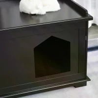 PawHut Wooden Cat Litter Box Enclosure Indoor Cat House Hidden Washroom End Table Hideaway Storage Cabinet, Brown(m-8)